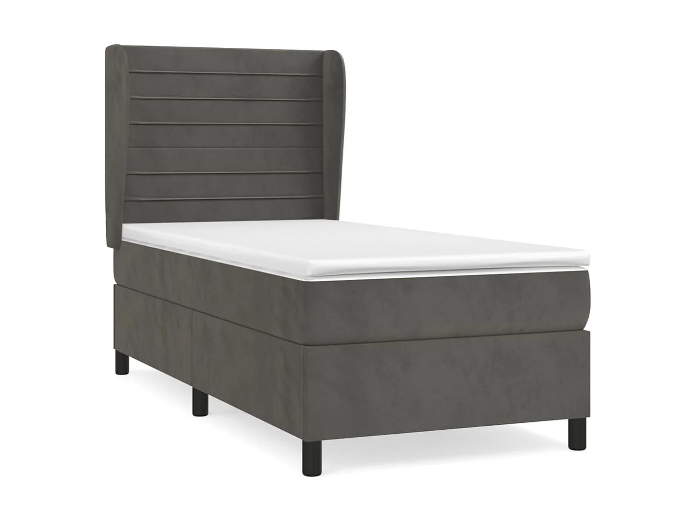 Conjunto Boxspring - 80x200 cm + Somieres + colchón terciopelo gris oscuro ES36282
