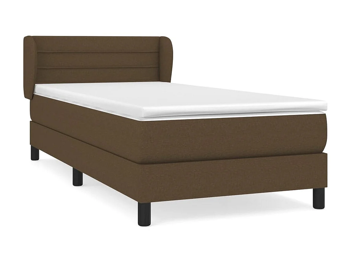 Conjunto Boxspring - 90x200 cm + Somieres + colchón tela marrón oscuro ES40737