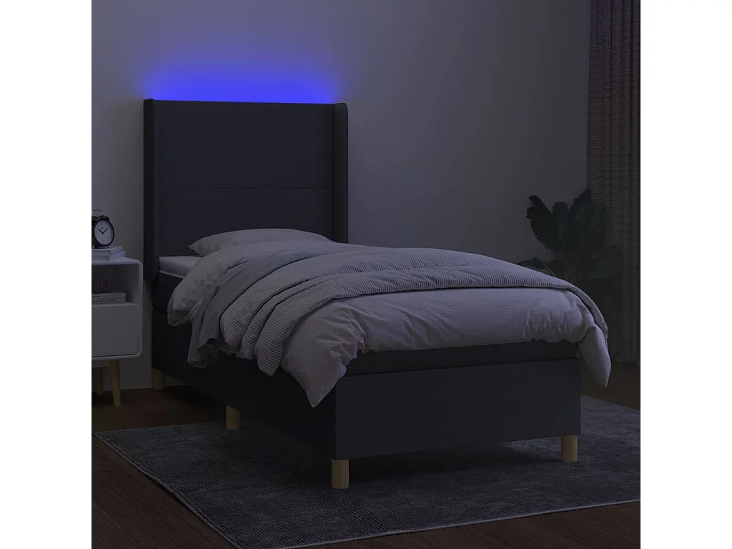LED-Boxspringbett mit Matratze,Bett für Schlafzimmer Dunkelgrau 80x200 cm Stoff -CFW14147