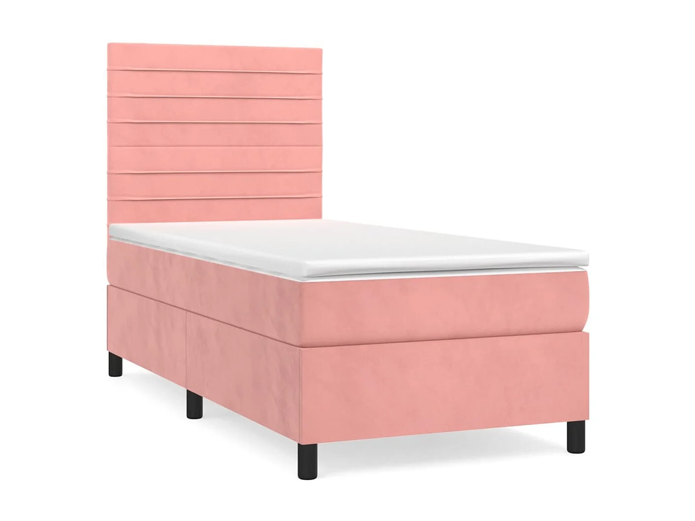 Cama continental com molas+ colchão 100x200 cm veludo rosa PT918782