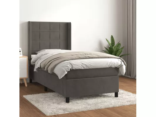 Kauf Unique Boxspringbett mit Matratze,Bett für Schlafzimmer Dunkelgrau 90x190 cm Samt -CFW38670