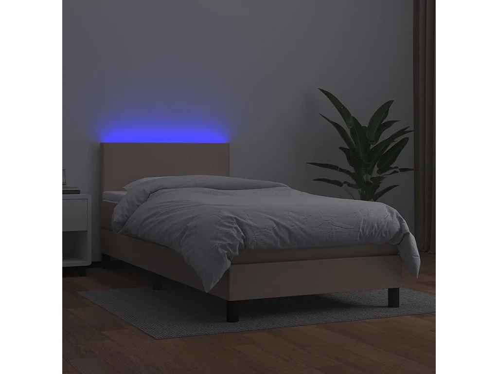 LED-Boxspringbett mit Matratze,Bett für Schlafzimmer Cappuccino-Braun 100x200cm -CFW18081