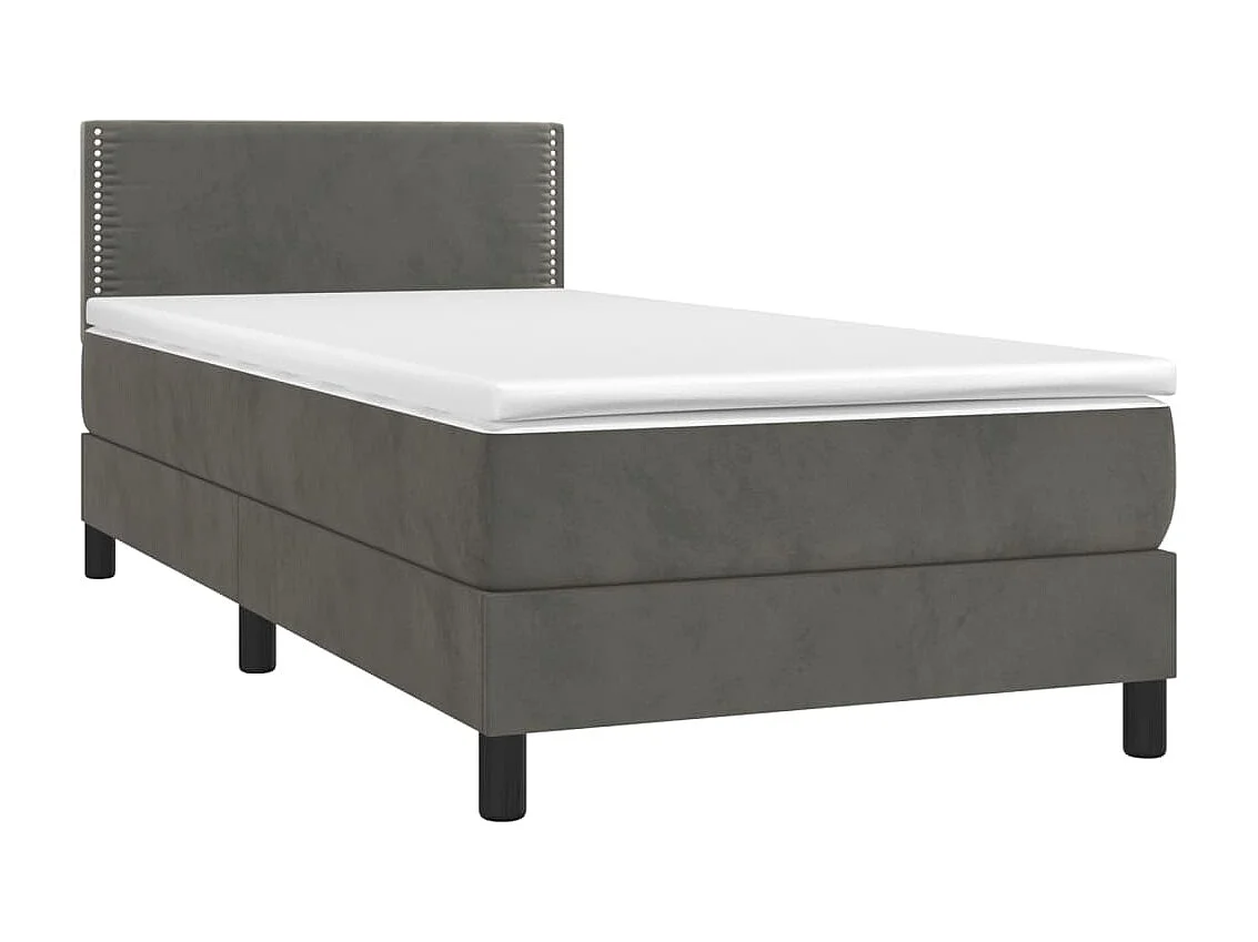 Ensemble complet boxspring - 80x200 cm + sommier à lattes de lit + matelas + LED Gris foncé SRGW52503
