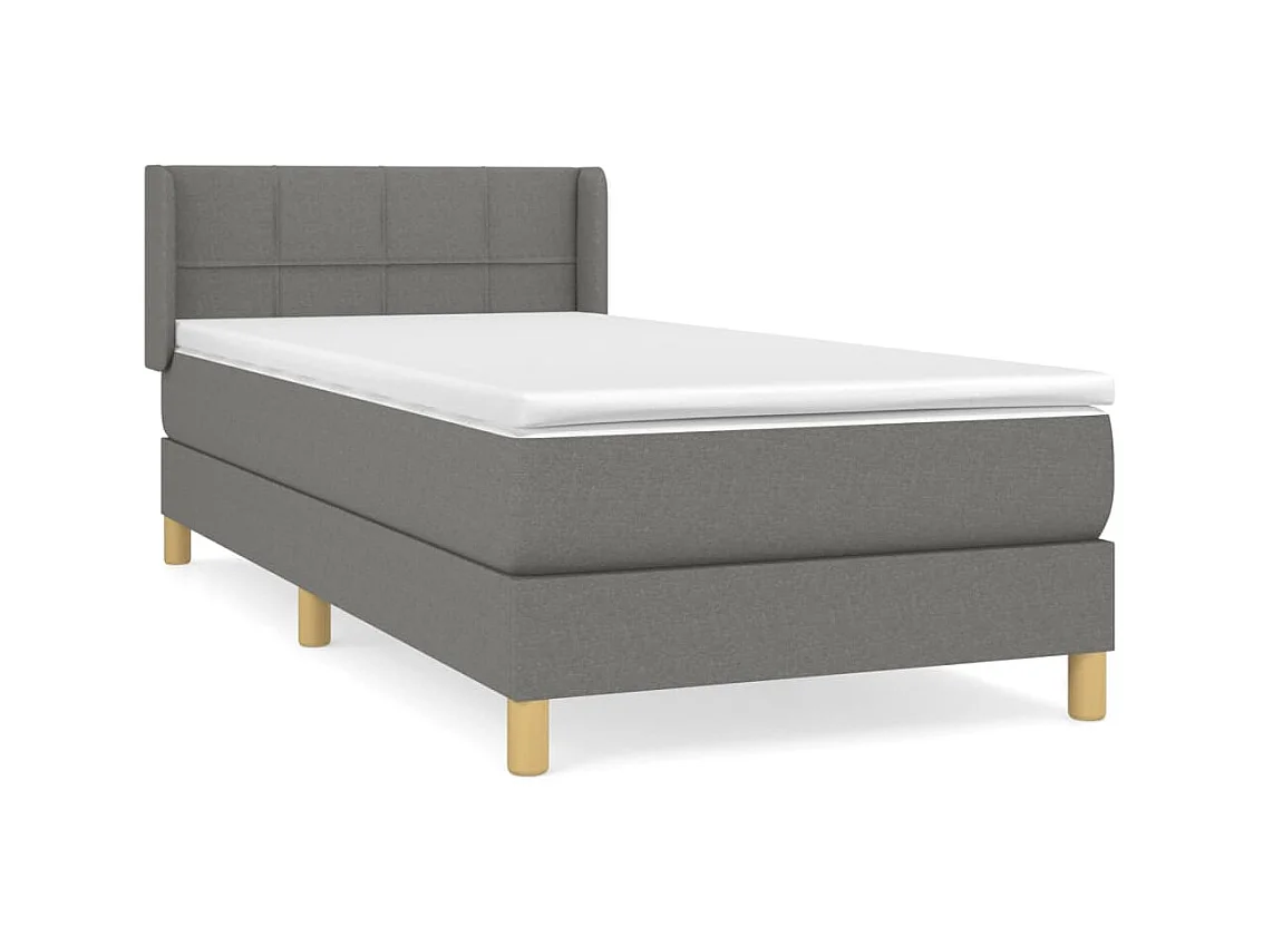 Ensemble complet boxspring - 80x200 cm + sommier tapissier + matelas Gris foncé Tissu SRGW85921