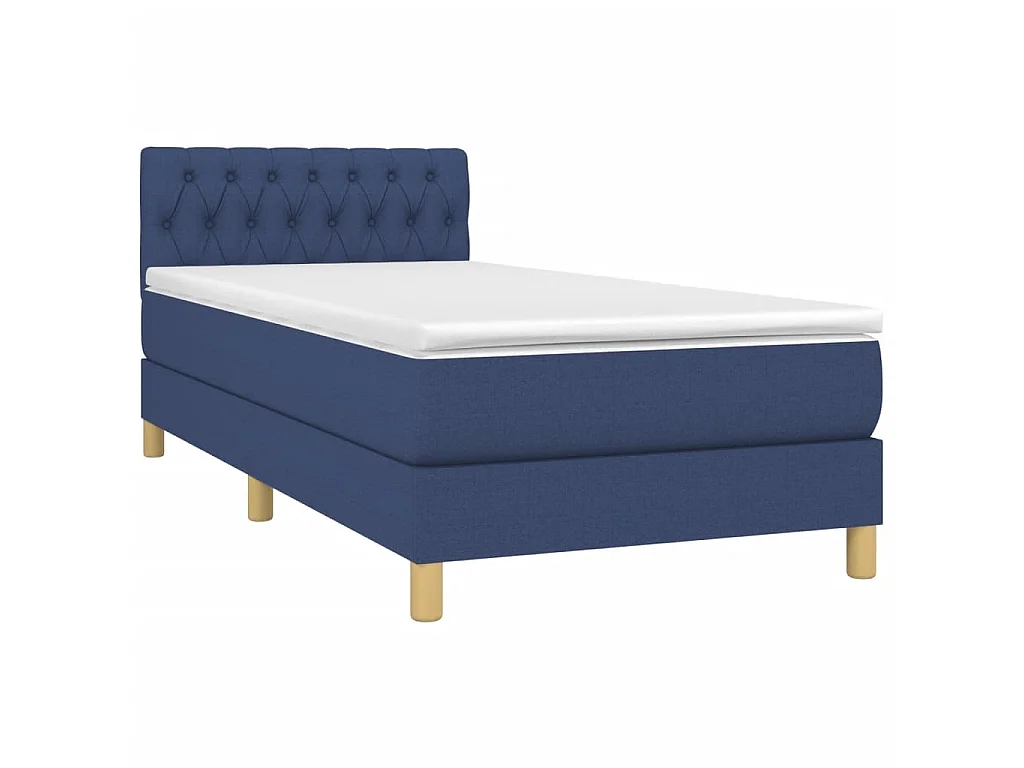 Ensemble complet boxspring - 80x200 cm + sommier à lattes de lit + matelas + LED Bleu Tissu SRGW78599
