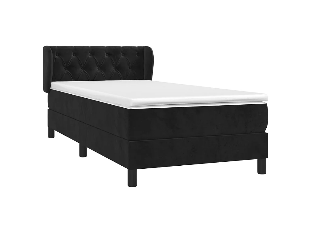 Conjunto Boxspring - 80x200 cm + Somieres + colchón terciopelo negro ES40186