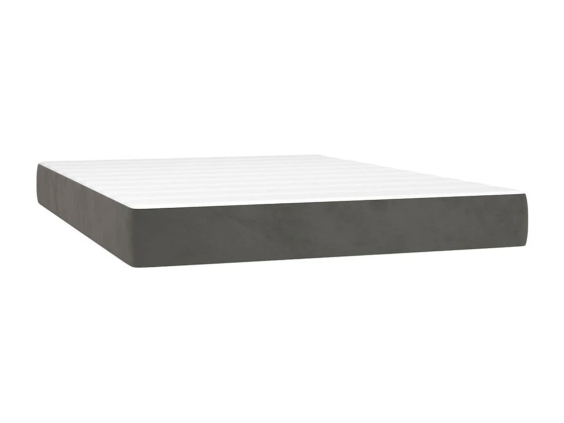 Ensemble complet boxspring - 140x190 cm + sommier tapissier + matelas Gris foncé Velours SRGW88498