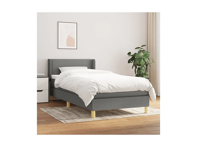Cama continental com molas+ colchão 100x200 cm tecido cinza-escuro PT129539