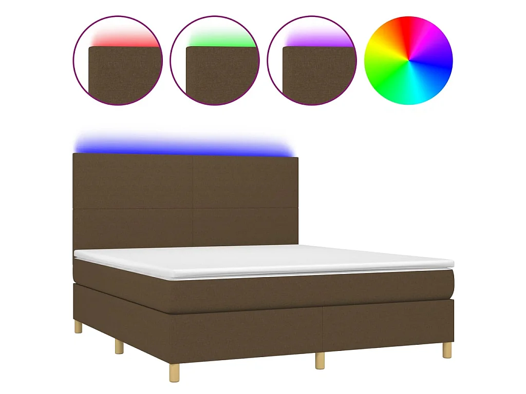 Ensemble complet boxspring - 180x200 cm + sommier à lattes de lit+ matelas + LED Marron foncé SRGW72336