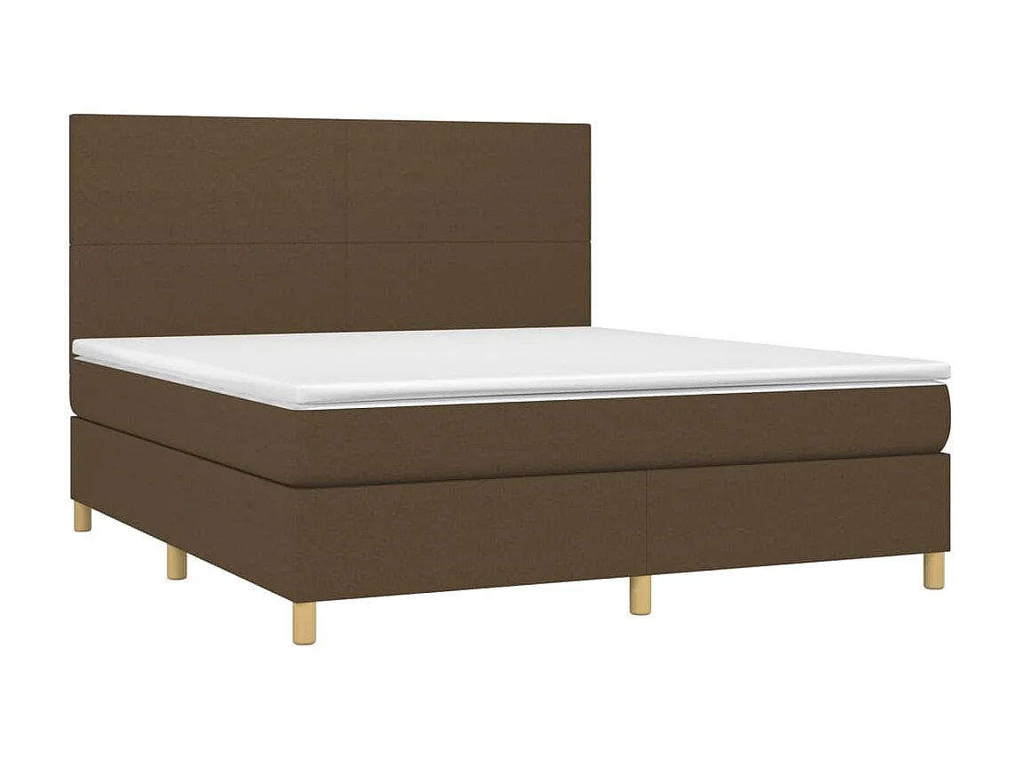 Ensemble complet boxspring - 180x200 cm + sommier à lattes de lit+ matelas + LED Marron foncé SRGW72336