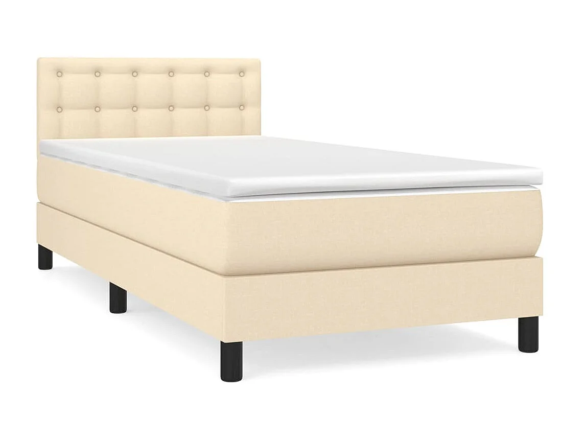 Ensemble complet boxspring - 100x200 cm + sommier tapissier + matelas Crème Tissu SRGW58630