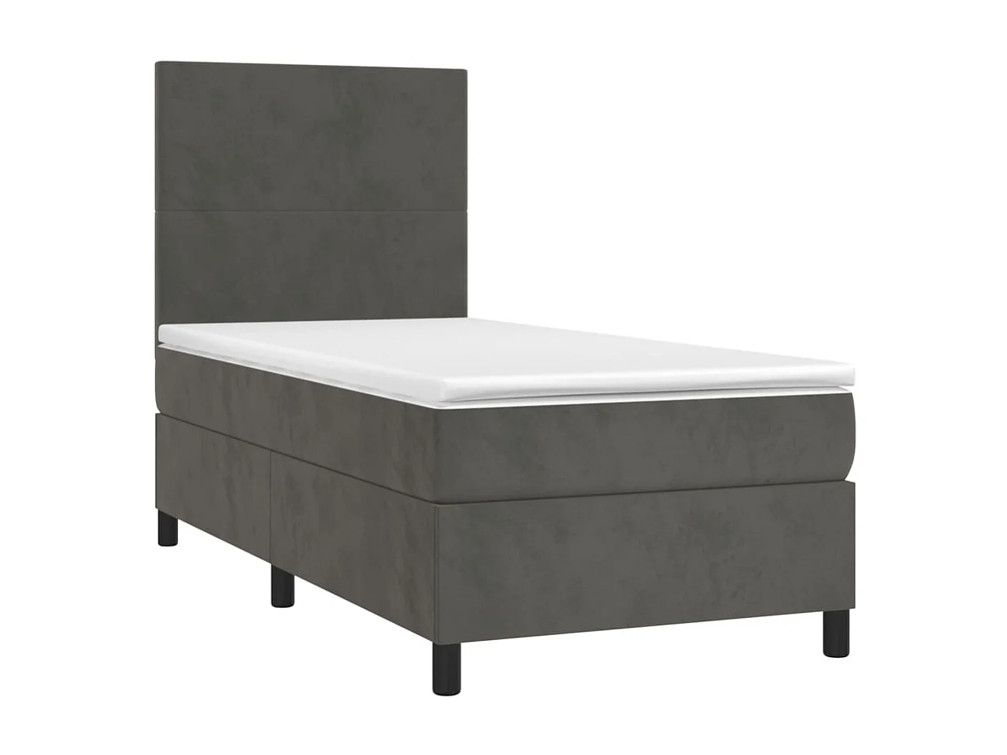 Cama continental c/ colchão/LED 80x200 cm veludo cinzento-escuro PT963177