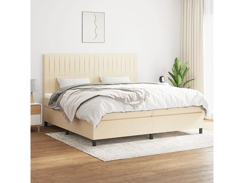 Boxspringbett mit Matratze,Bett für Schlafzimmer Creme 200x200 cm Stoff -CFW13977