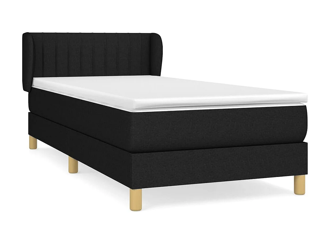 Ensemble complet boxspring - 90x190 cm + sommier tapissier + matelas Noir Tissu SRGW40249