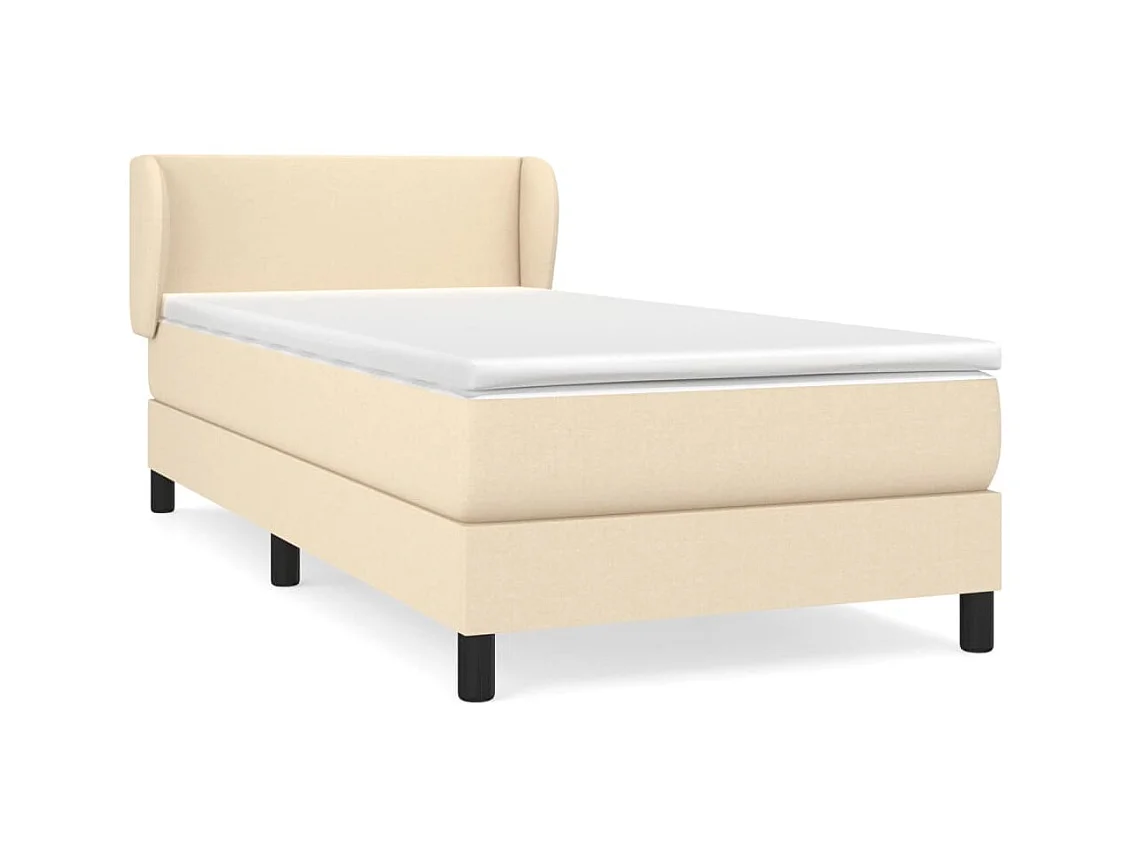 Ensemble complet boxspring - 100x200 cm + sommier tapissier + matelas Crème Tissu SRGW33821