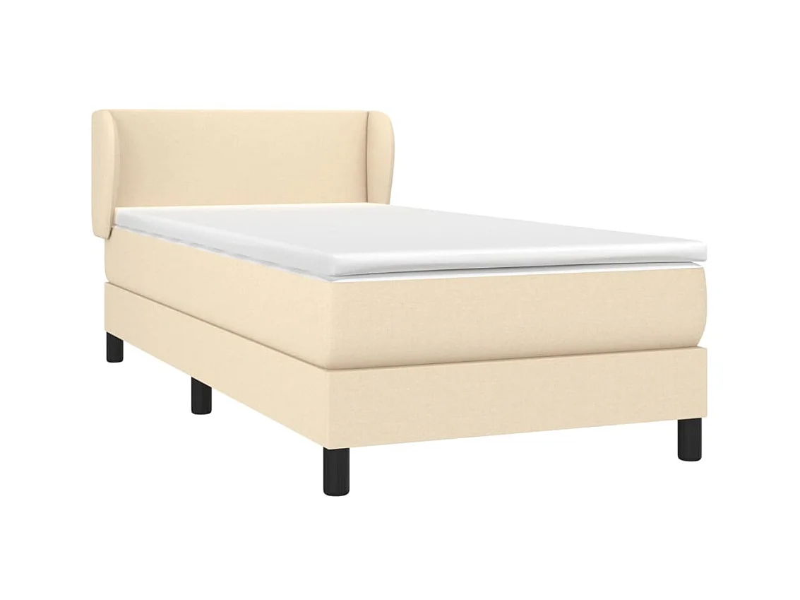 Ensemble complet boxspring - 100x200 cm + sommier tapissier + matelas Crème Tissu SRGW33821