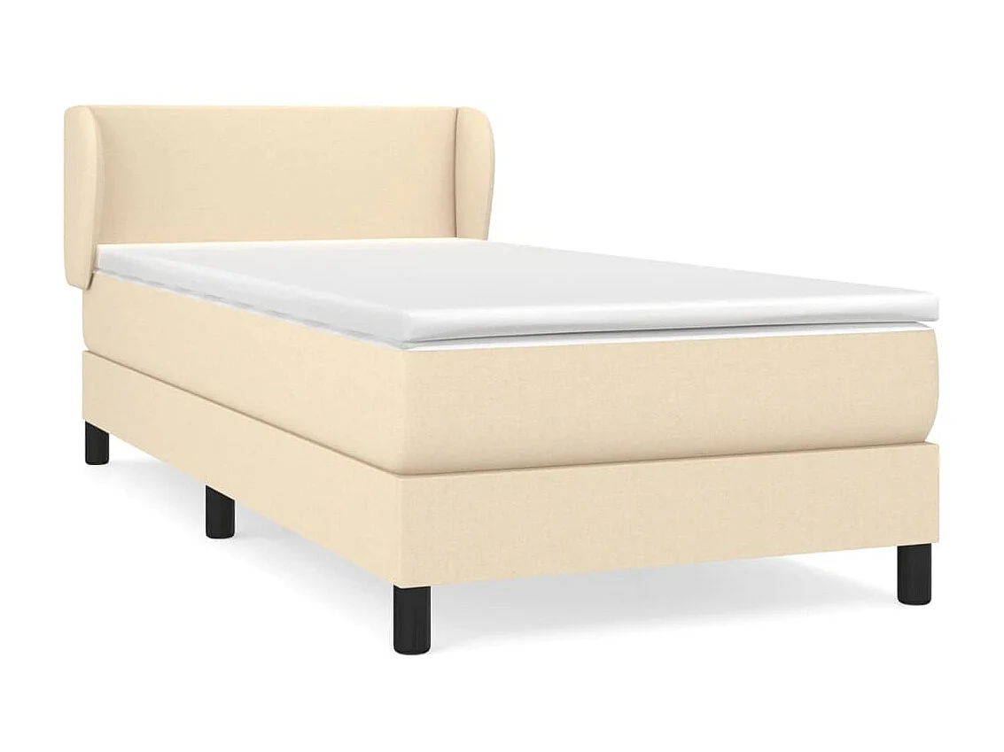 Ensemble complet boxspring - 100x200 cm + sommier tapissier + matelas Crème Tissu SRGW33821