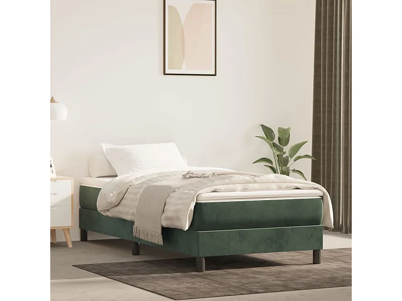 Ensemble complet boxspring - 90x200 cm + sommier tapissier + matelas Vert foncé SRGW66313