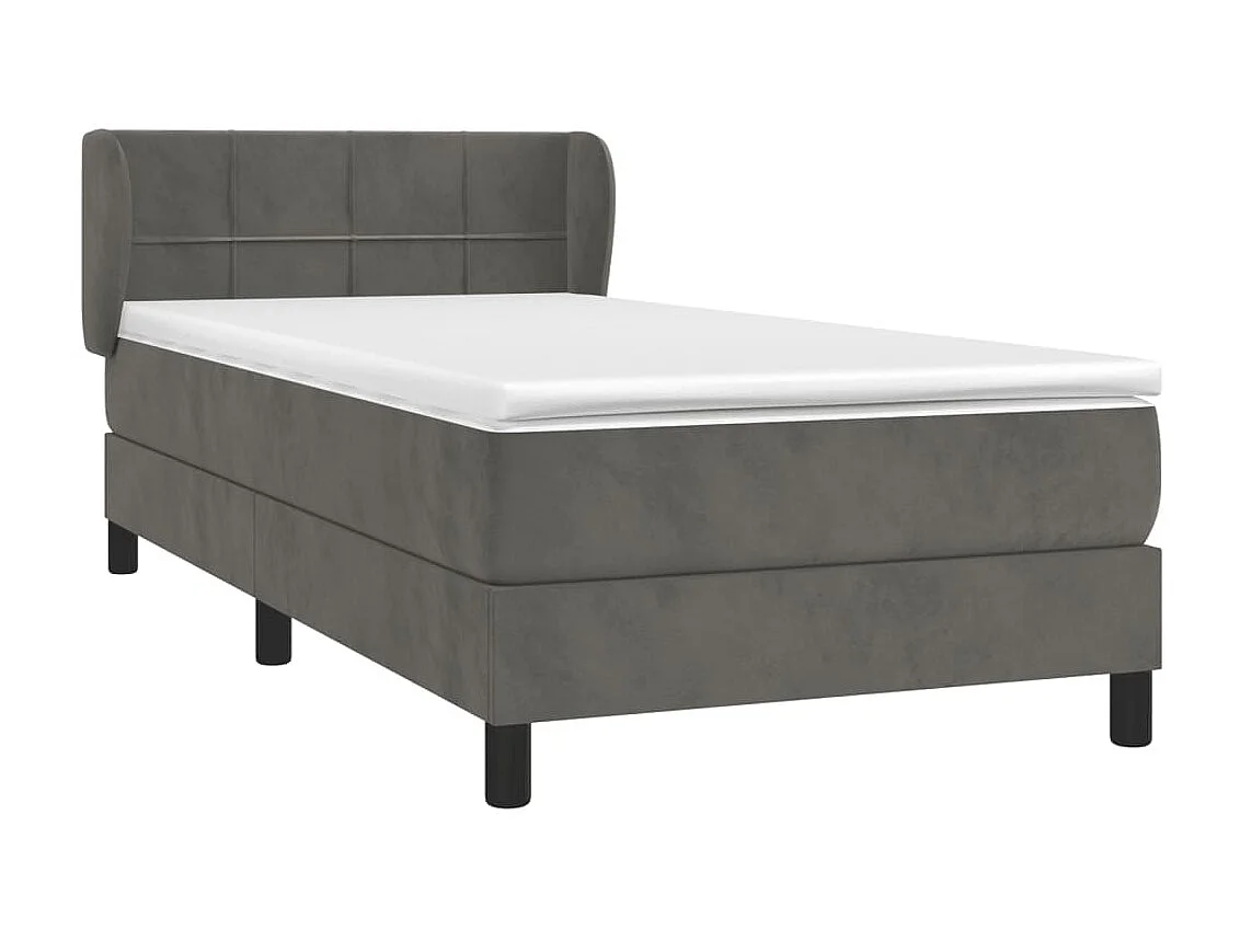Cama continental com molas+ colchão 100x200 cm veludo cinza-escuro PT213900