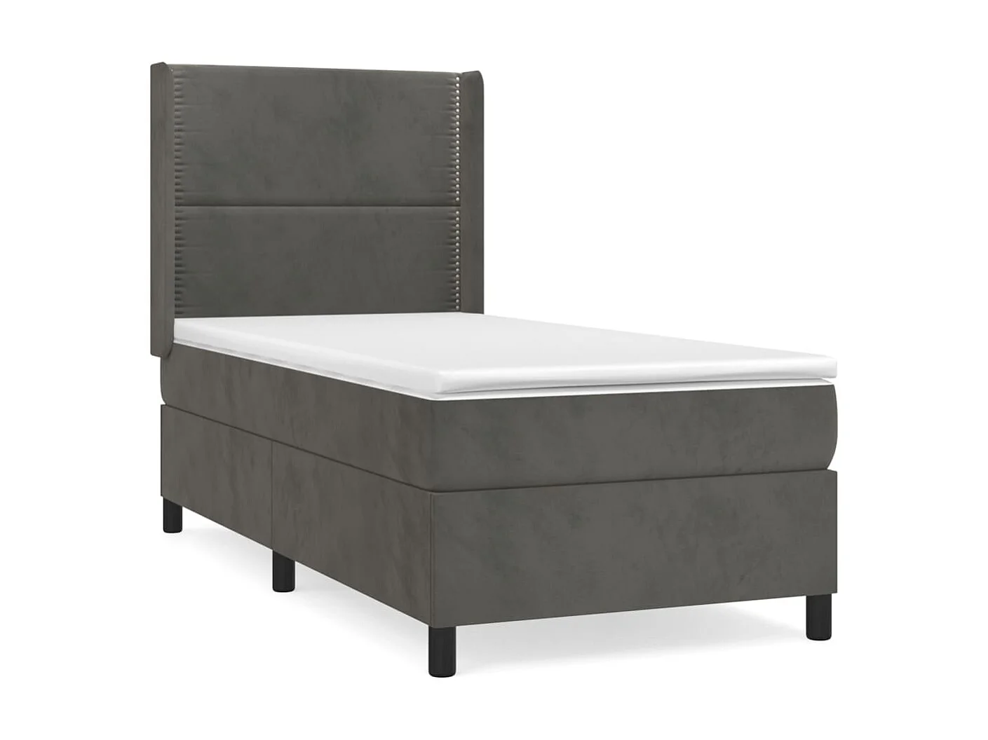 Conjunto Boxspring - 90x200 cm + Somieres + colchón terciopelo gris oscuro ES36359