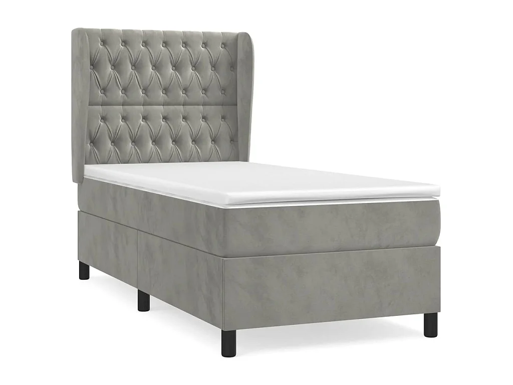 Boxspringbett mit Matratze,Bett für Schlafzimmer Hellgrau 80x200 cm Samt -CFW10756