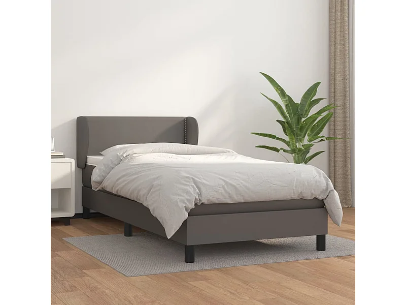 Boxspringbett mit Matratze,Bett für Schlafzimmer Grau 90x190 cm Kunstleder -CFW75707