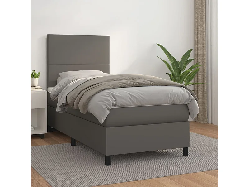 Boxspringbett mit Matratze,Bett für Schlafzimmer Grau 90x190 cm Kunstleder -CFW23255
