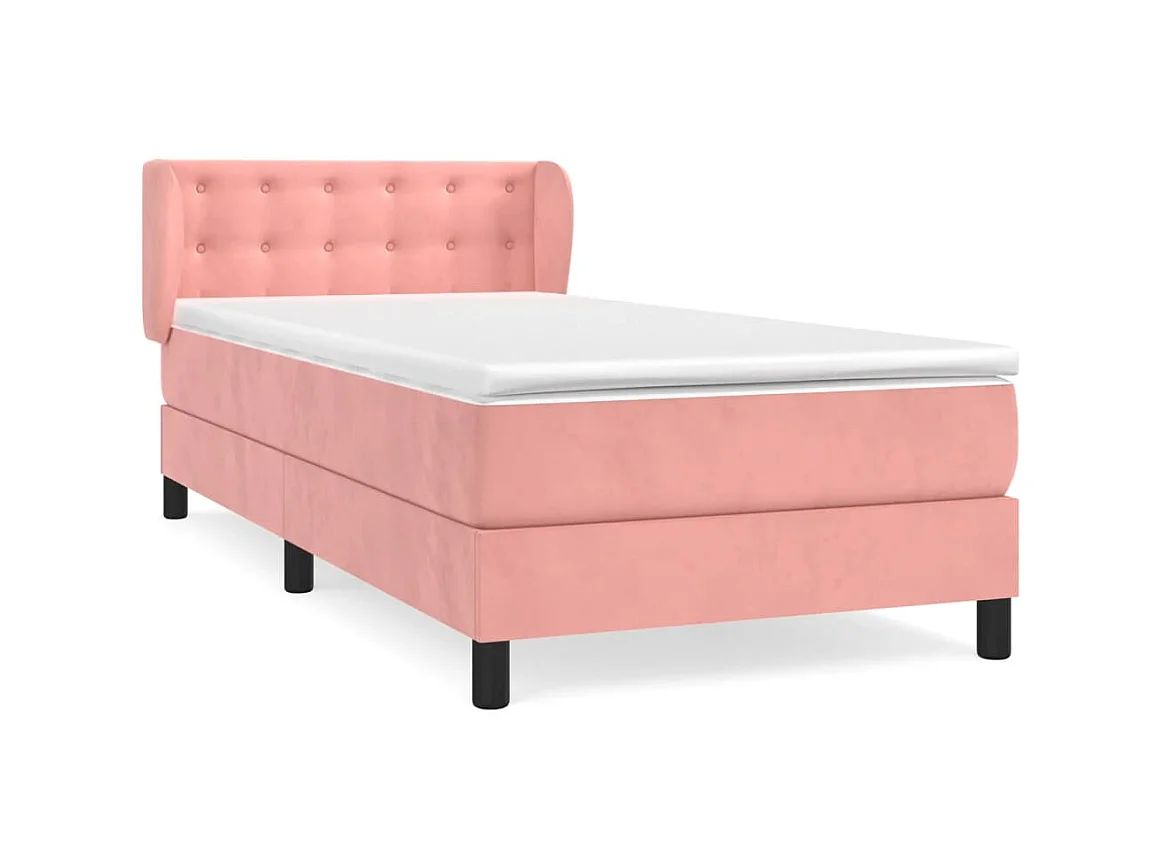 Boxspring met matras fluweel roze 90x200 cm NL26122