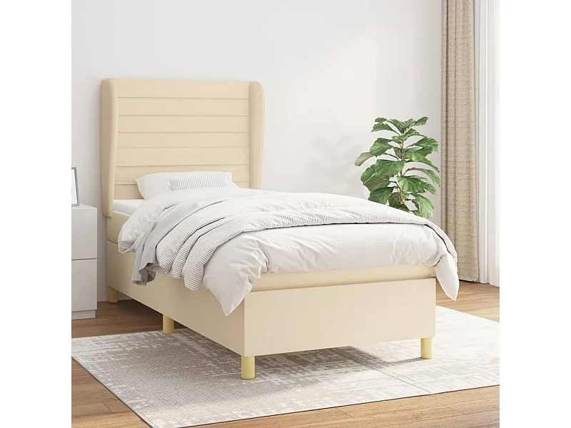 Boxspringbett mit Matratze,Bett für Schlafzimmer Creme 100x200 cm Stoff -CFW76211
