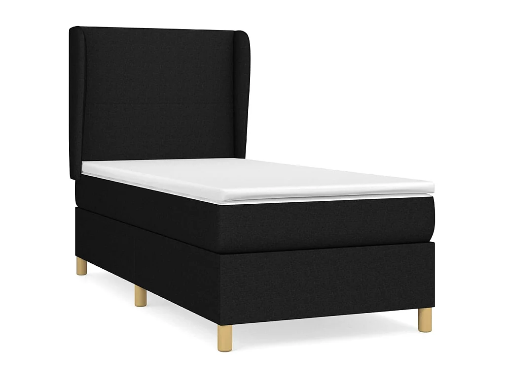 Conjunto Boxspring - 90x190 cm + Somieres + colchón tela negro ES40804