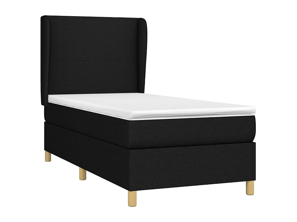 Conjunto Boxspring - 90x190 cm + Somieres + colchón tela negro ES40804