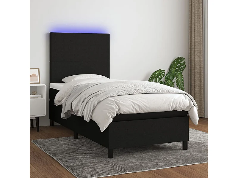 LED-Boxspringbett mit Matratze,Bett für Schlafzimmer Schwarz 80x200 cm Stoff -CFW94243