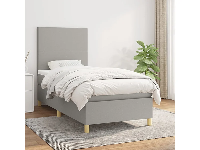 Cama continental com molas+ colchão 90x190 cm tecido cinzento-claro PT163844