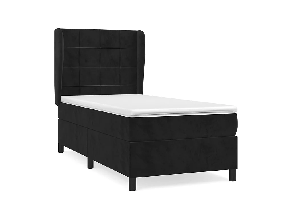 Ensemble complet boxspring - 100x200 cm + sommier tapissier + matelas Noir Velours SRGW14311