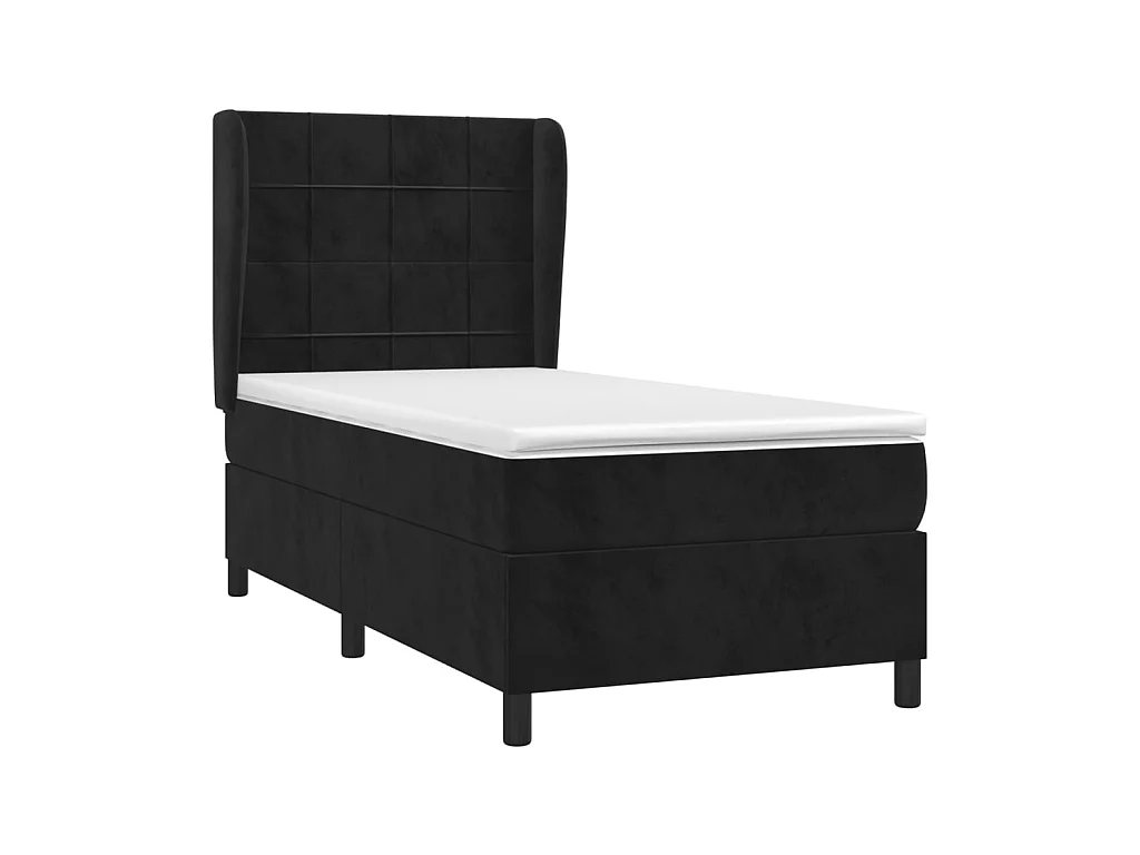 Ensemble complet boxspring - 100x200 cm + sommier tapissier + matelas Noir Velours SRGW14311