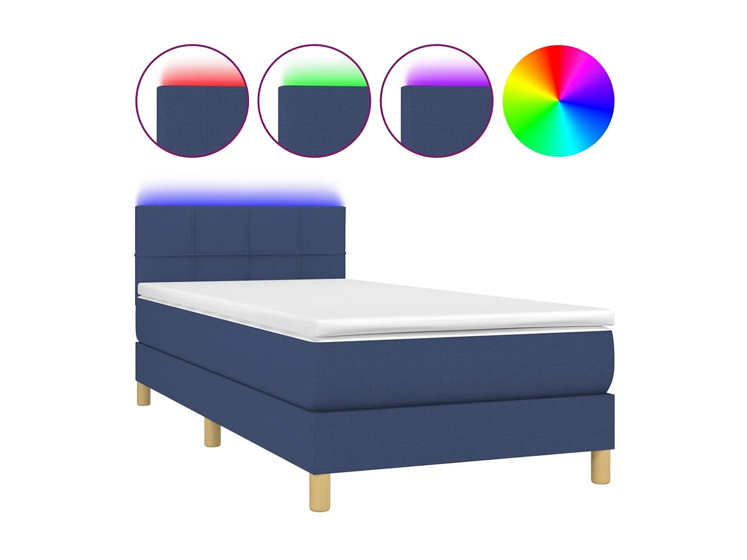 LED-Boxspringbett mit Matratze,Bett für Schlafzimmer Blau 100x200 cm Stoff -CFW45837