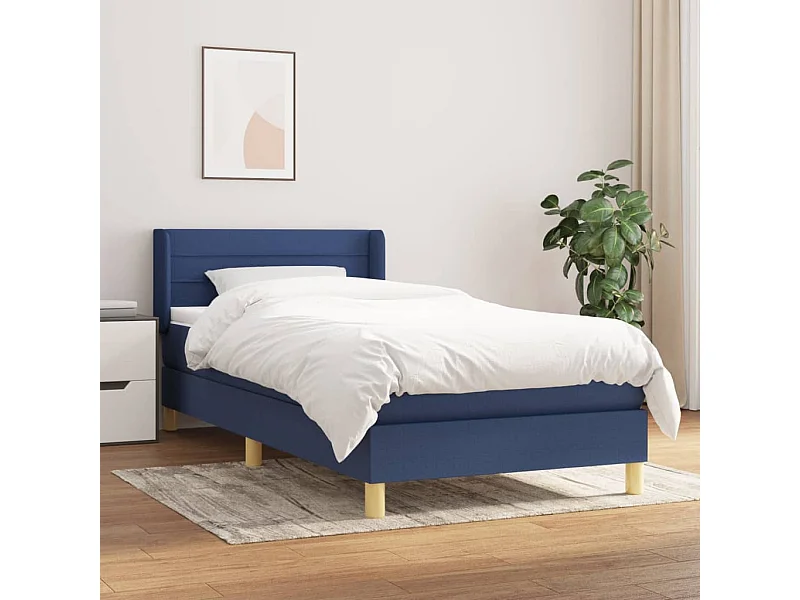Ensemble complet boxspring - 80x200 cm + sommier tapissier + matelas Bleu Tissu SRGW98845