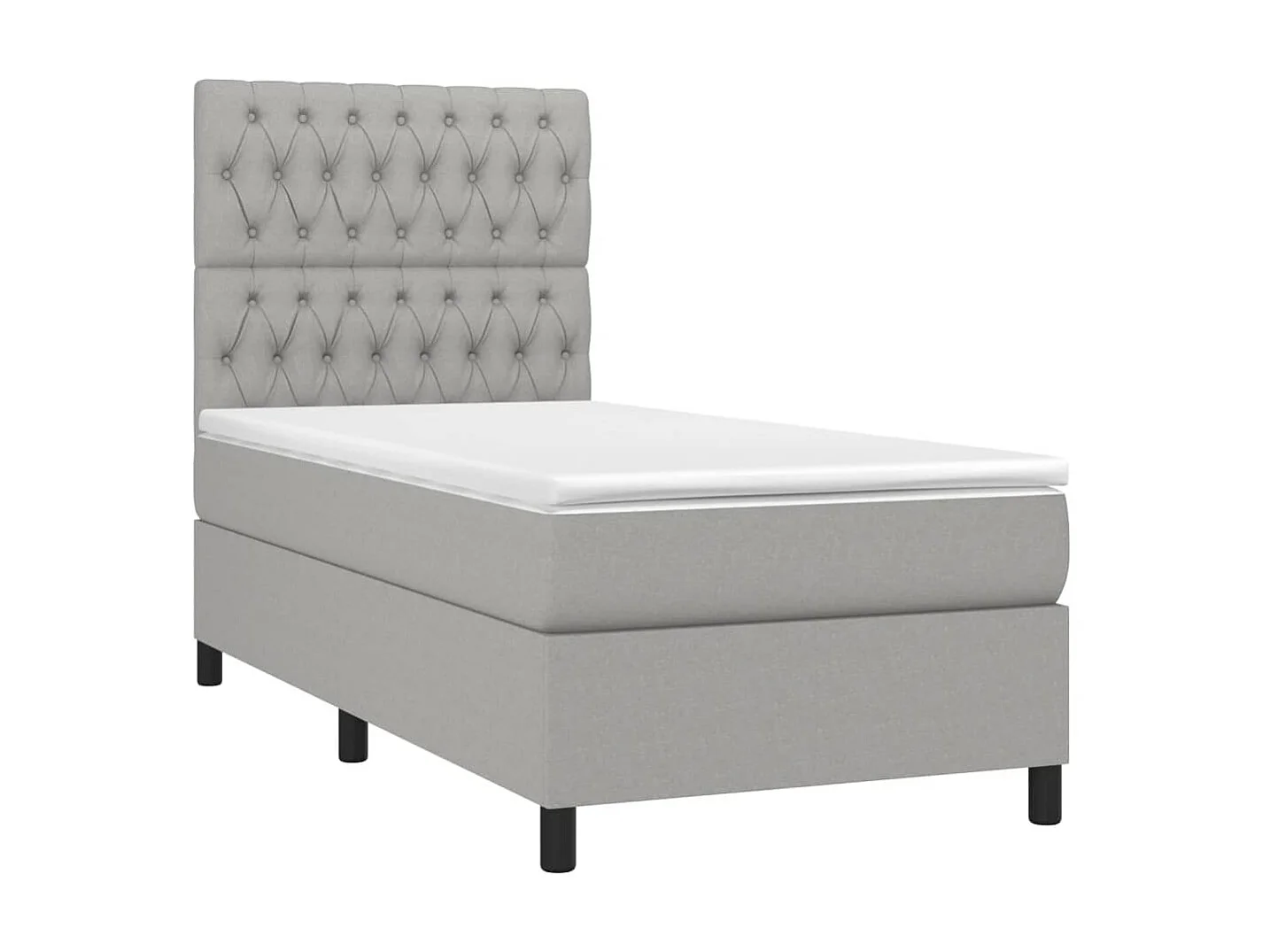 Cama continental c/ colchão e LED 90x190 cm tecido cinza-claro PT121505
