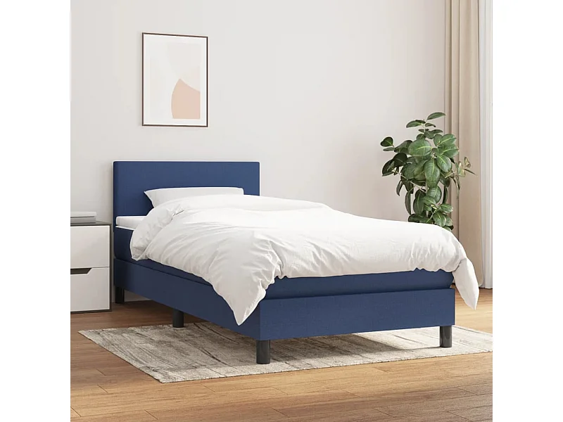 Cama continental com molas+ colchão 80x200 cm tecido azul PT723226
