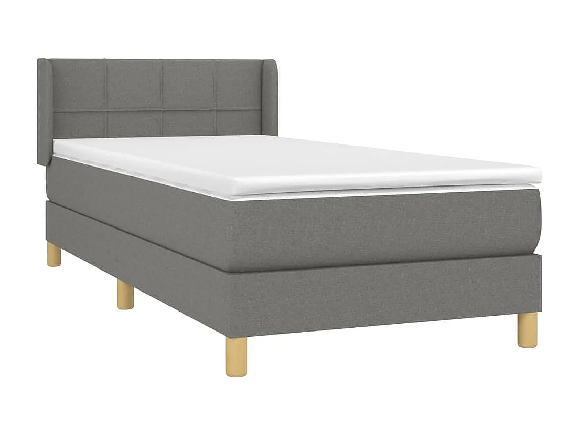Cama continental com molas+ colchão 90x200 cm tecido cinzento-escuro PT591561