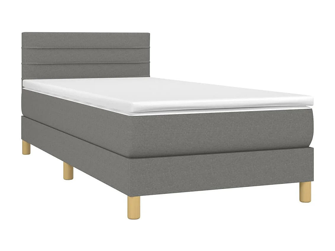 Conjunto Boxspring - 90x190 cm + Somieres + colchón + LED tela gris oscuro ES43478
