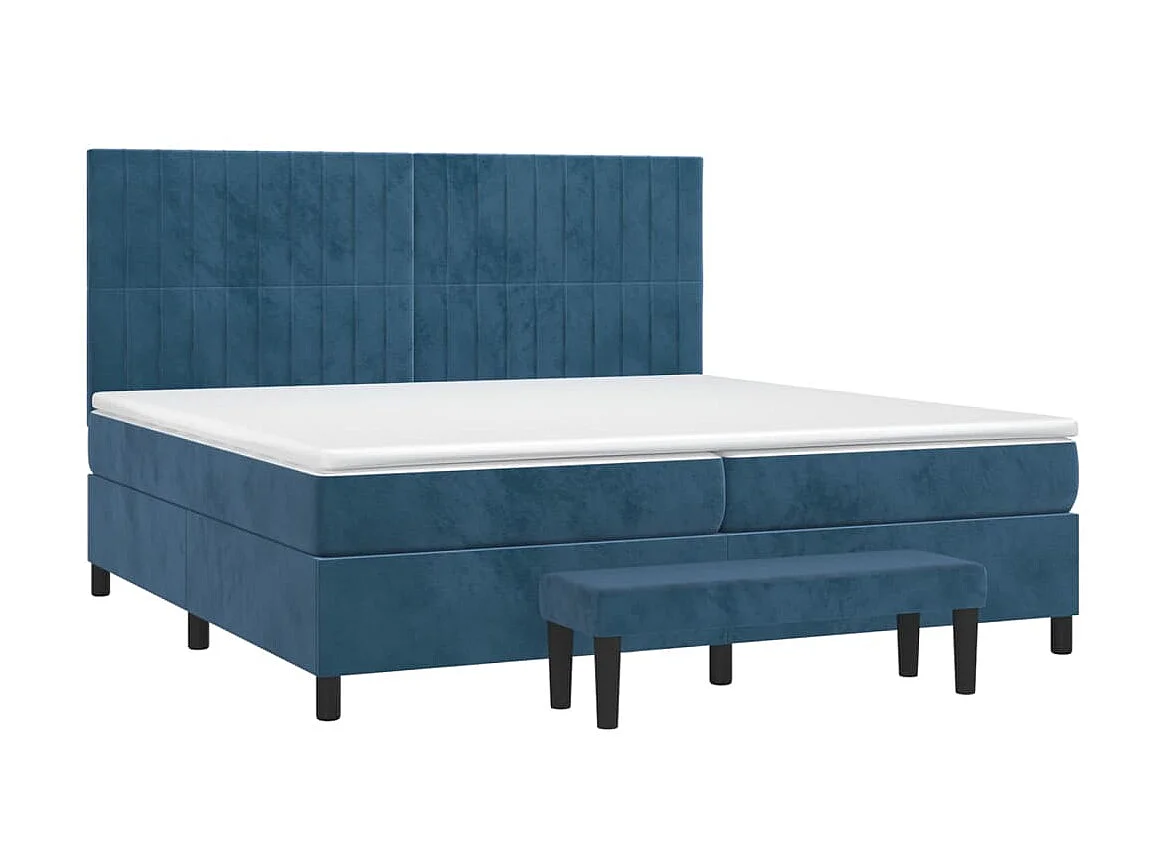 Boxspringbett mit Matratze,Bett für Schlafzimmer Dunkelblau 200x200 cm Samt -CFW65693