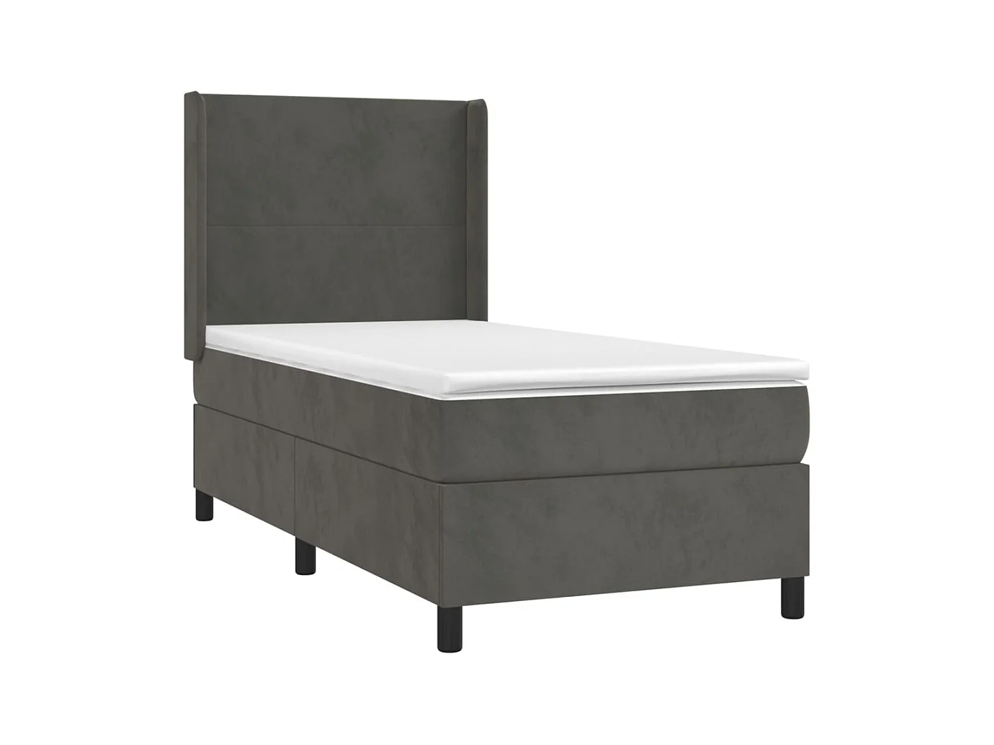Conjunto Boxspring - 80x200 cm + Somieres + colchón + LED terciopelo gris oscuro ES42862