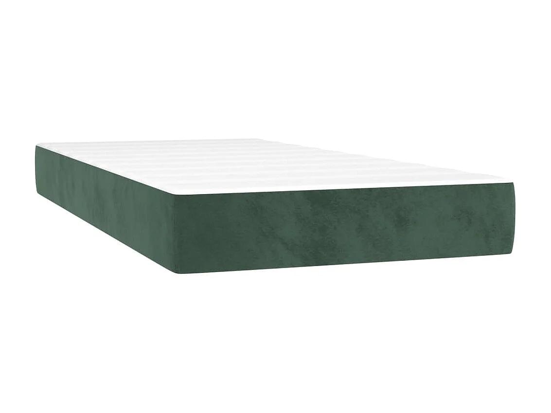 Cama continental com molas+ colchão 100x200 cm veludo verde-escuro PT783915