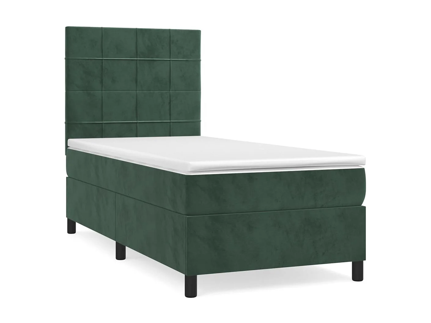 Cama continental com molas+ colchão 100x200 cm veludo verde-escuro PT783915