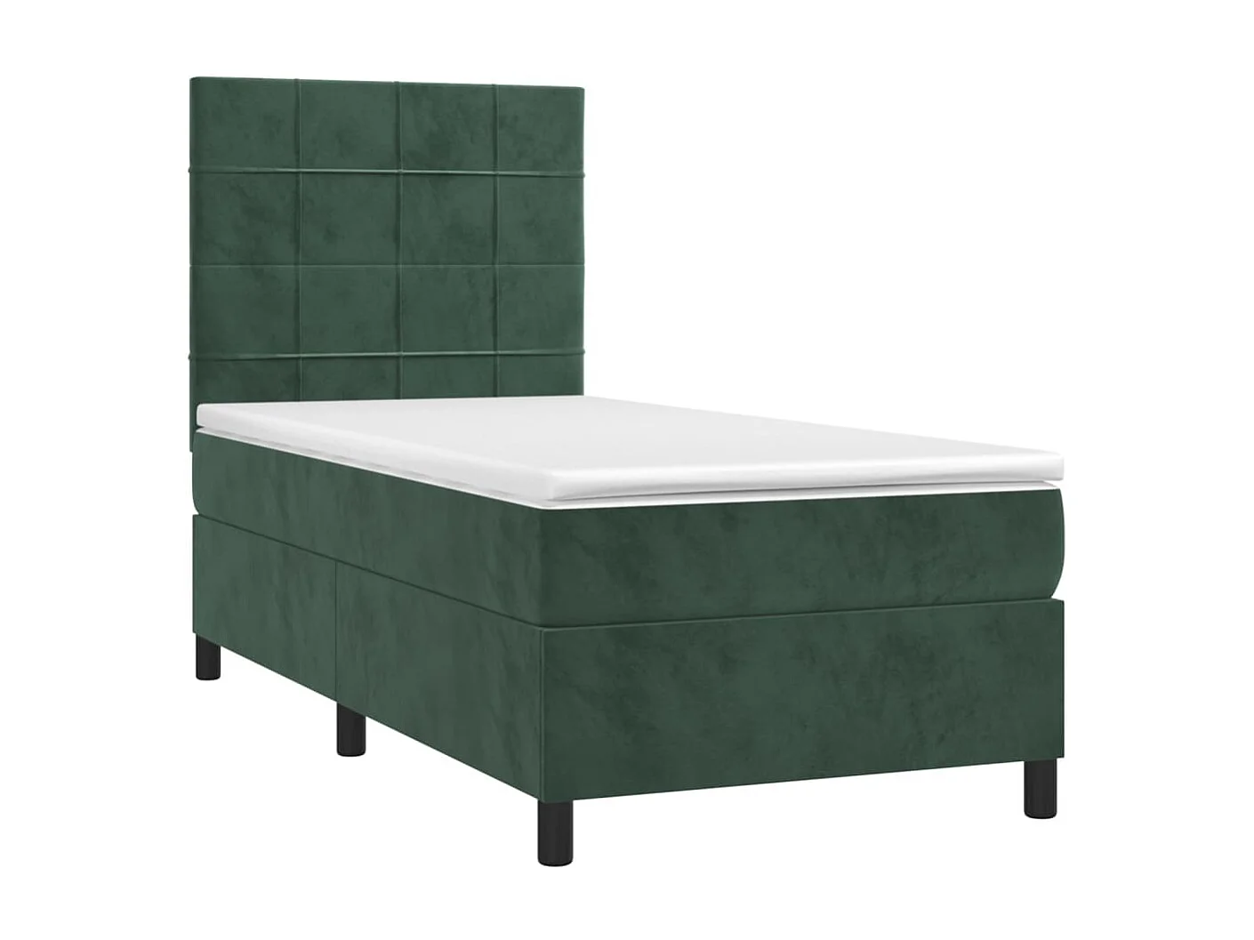 Cama continental com molas+ colchão 100x200 cm veludo verde-escuro PT783915