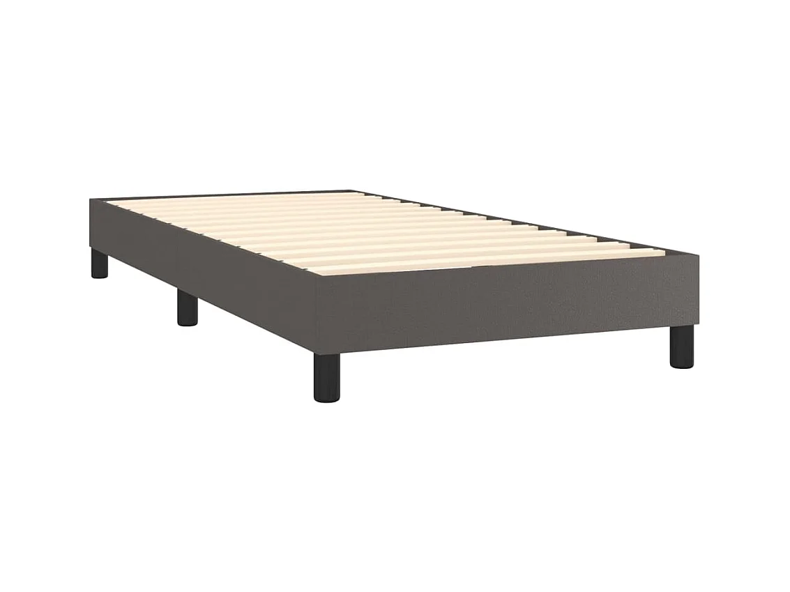Conjunto Boxspring - 90x190 cm + Somieres + colchón cuero sintético gris ES41469