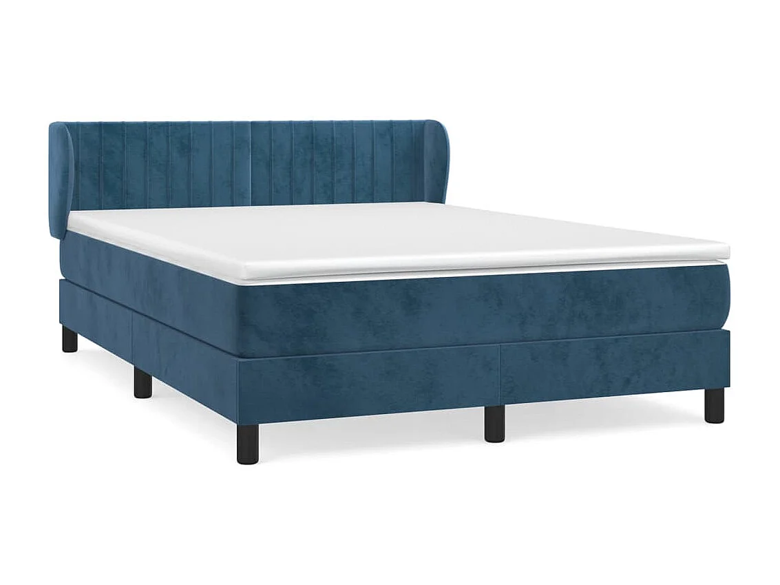 Lit-140x190 cm avec sommier tapissier + matelas Bleu foncé Velours SRGW55604