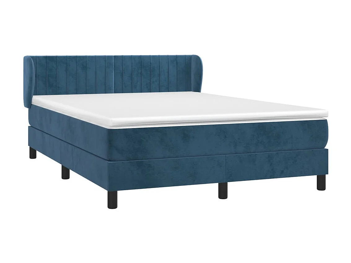 Lit-140x190 cm avec sommier tapissier + matelas Bleu foncé Velours SRGW55604
