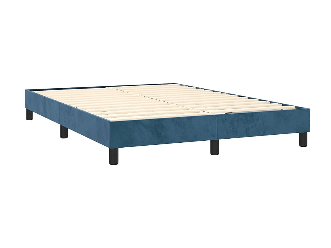 Lit-140x190 cm avec sommier tapissier + matelas Bleu foncé Velours SRGW55604